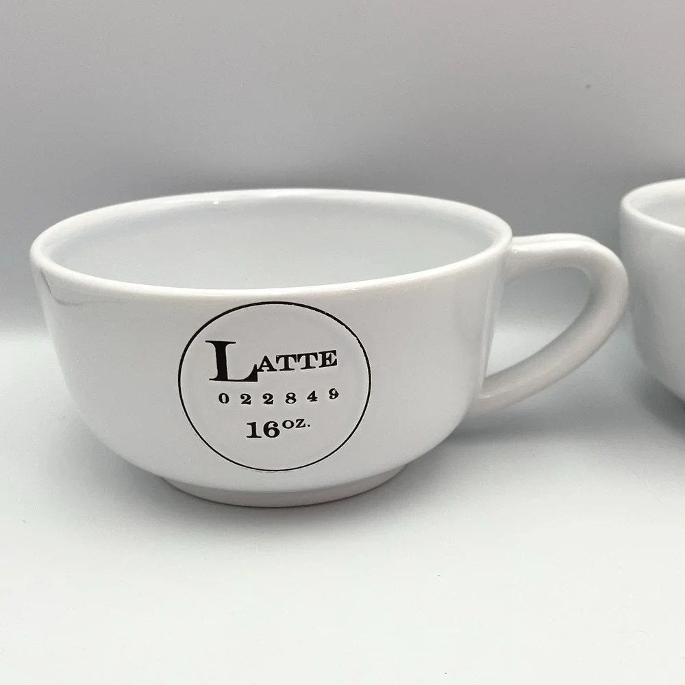Pottery Barn Latte Bowl Mug Set of 2‎ White 16 oz Coffee Soup Cups O22849